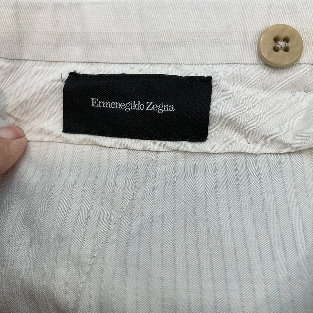 Ermenegildo Zegna Casual Khaki Trousers, 100% Cotton, Elegant Casual, Mens Sz 36